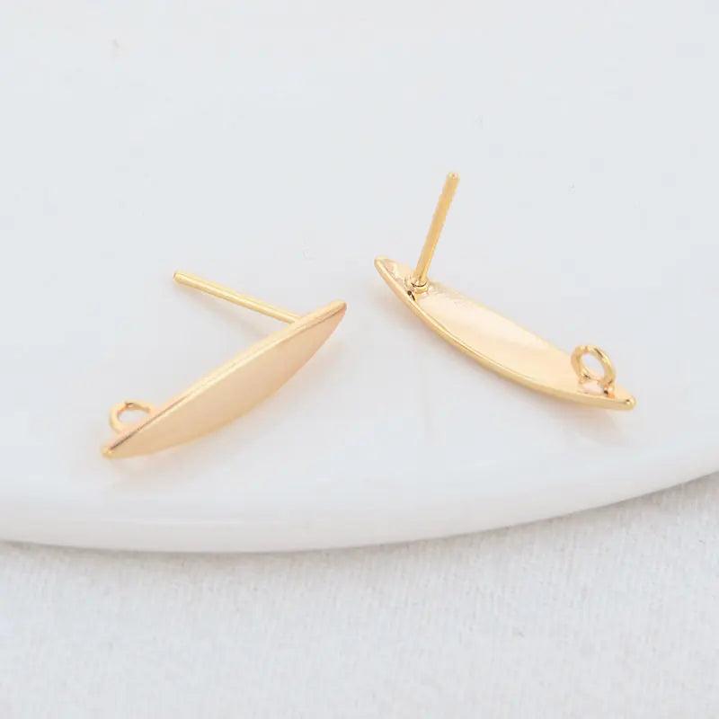 14K Plated Brass Oval Stud Earrings Pins 4*22MM