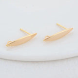 14K Plated Brass Oval Stud Earrings Pins 4*22MM