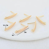 14K Plated Brass Oval Stud Earrings Pins 4*22MM