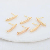 14K Plated Brass Oval Stud Earrings Pins 4*22MM