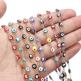 1m Stainless Steel Turkey Eye Charm Chains Enamel Red Eye Protection Link Chains