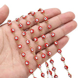 1m Stainless Steel Turkey Eye Charm Chains Enamel Red Eye Protection Link Chains