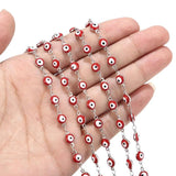 1m Stainless Steel Turkey Eye Charm Chains Enamel Red Eye Protection Link Chains