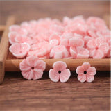 50pcs Pink Flower Resin Beads Hair Clip Jewelry Making Accessories