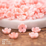 50pcs Pink Flower Resin Beads Hair Clip Jewelry Making Accessories