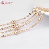2 Meters 4MM Champagne Brass Ball Beads Chains DIY Accessories