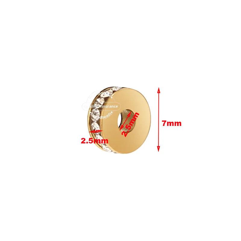 10pcs Stainless Steel Round Crystal Beads 7mm Spacer for DIY Bracelet Crafts