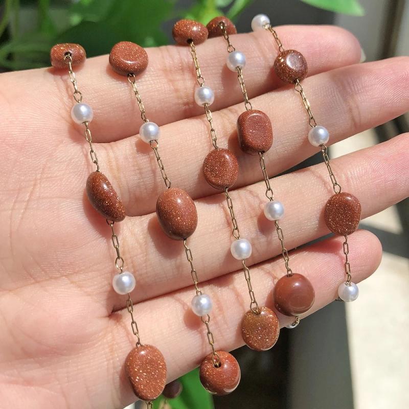 Stainless Steel Stone Chain Agates Amethyst Necklace Bracelet Chains