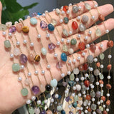 Stainless Steel Stone Chain Agates Amethyst Necklace Bracelet Chains