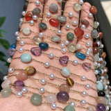 Stainless Steel Stone Chain Agates Amethyst Necklace Bracelet Chains