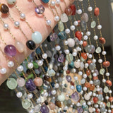 Stainless Steel Stone Chain Agates Amethyst Necklace Bracelet Chains