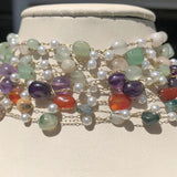 Stainless Steel Stone Chain Agates Amethyst Necklace Bracelet Chains