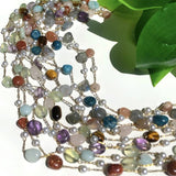 Stainless Steel Stone Chain Agates Amethyst Necklace Bracelet Chains