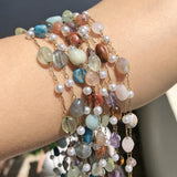 Stainless Steel Stone Chain Agates Amethyst Necklace Bracelet Chains