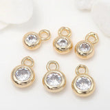 6PCS 4*7MM 5*8MM Zircon Charms Pendants 14K Plated Brass DIY Jewelry