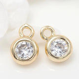 6PCS 4*7MM 5*8MM Zircon Charms Pendants 14K Plated Brass DIY Jewelry