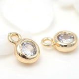 6PCS 4*7MM 5*8MM Zircon Charms Pendants 14K Plated Brass DIY Jewelry
