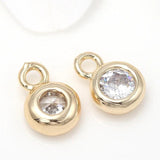 6PCS 4*7MM 5*8MM Zircon Charms Pendants 14K Plated Brass DIY Jewelry