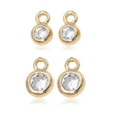 6PCS 4*7MM 5*8MM Zircon Charms Pendants 14K Plated Brass DIY Jewelry