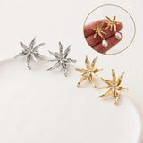 2PCS Flower Studs Earrings 14k Plated for DIY Jewelry Making