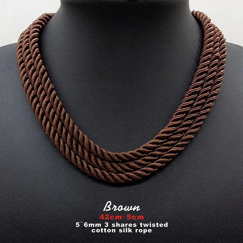 3 Pcs/Lot 6mm Twisted Silk Cord Necklace Multicolor Rope Chain Choker
