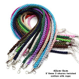 3 Pcs/Lot 6mm Twisted Silk Cord Necklace Multicolor Rope Chain Choker