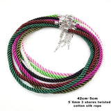 3 Pcs/Lot 6mm Twisted Silk Cord Necklace Multicolor Rope Chain Choker