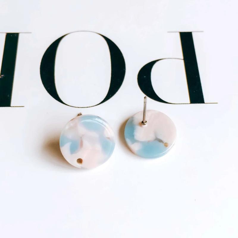 14mm Resin Plastic Acetic Acid Stud Earring DIY Charms 10pcs