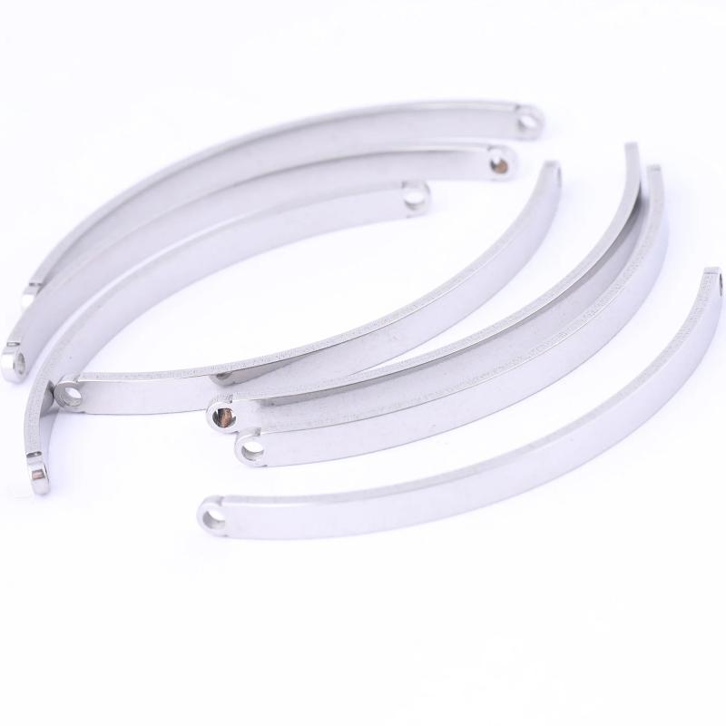 10pcs Stainless Steel Plated Side Bar Curve Bracelet Making Accessories
