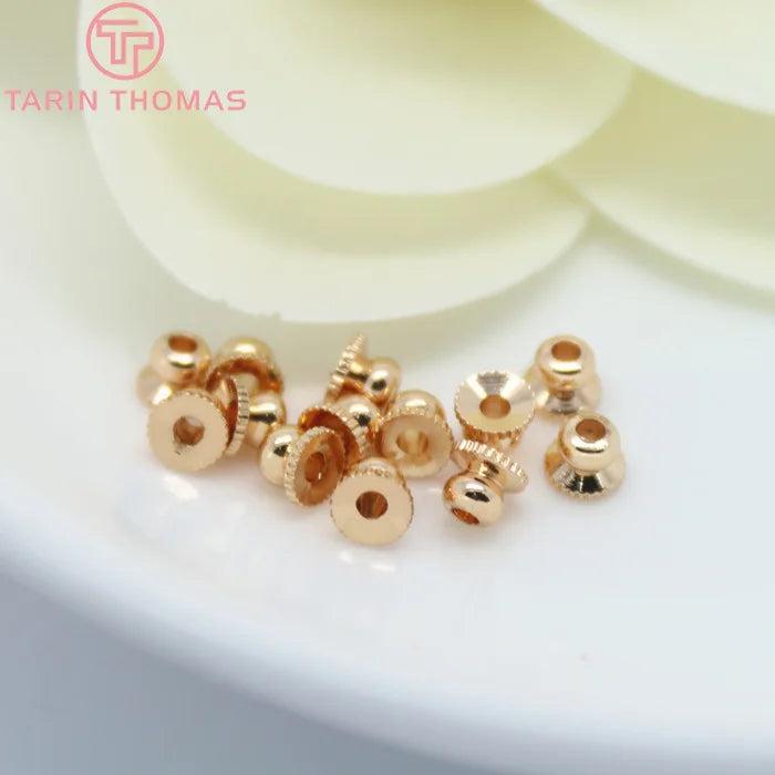 20PCS 4x3MM 24K Plated Brass Beads Caps for DIY Jewelry