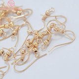 20PCS 24K Plated Brass Earring Hooks with Beads for DIY Jewelry Making