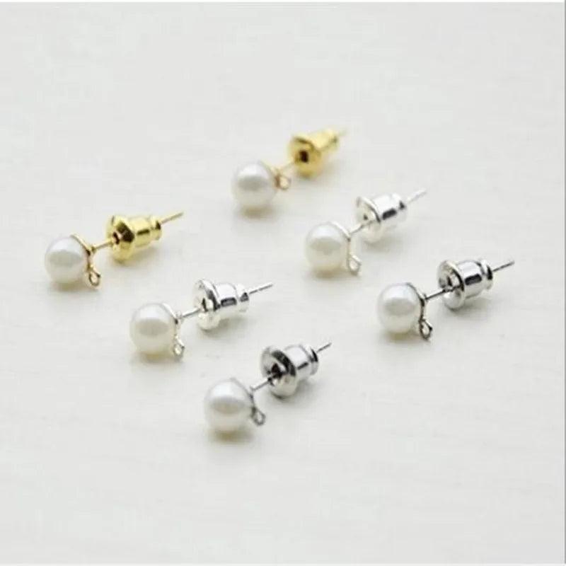 20pcs Stainless Steel Stud Earring Bezel Post Earrings with Loop Hang