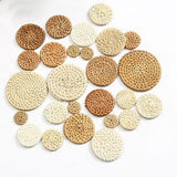 Wooden Straw Weave Rattan Round Beads for Jewelry 10pcs