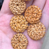 Wooden Straw Weave Rattan Round Beads for Jewelry 10pcs