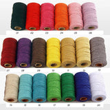 2mm 100% Cotton Colorful Cotton Cords Thread Twisted Craft Macrame String Rope