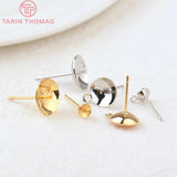 20PCS 4MM-10MM 24K Brass Round Half Pins Stud Earrings DIY Jewelry Findings
