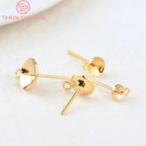 20PCS 4MM-10MM 24K Brass Round Half Pins Stud Earrings DIY Jewelry Findings