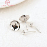 20PCS 4MM-10MM 24K Brass Round Half Pins Stud Earrings DIY Jewelry Findings