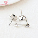 20PCS 4MM-10MM 24K Brass Round Half Pins Stud Earrings DIY Jewelry Findings