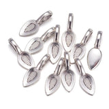 50pcs Antique Silver Leaf Glue-on Flat Pad Bails 21x8x6mm