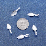 50pcs Antique Silver Leaf Glue-on Flat Pad Bails 21x8x6mm