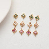 4PCS Pendant Brass with Zircon Charms for Jewelry Making