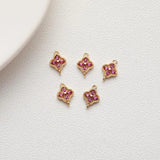 4PCS Pendant Brass with Zircon Charms for Jewelry Making