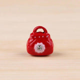 6pcs Red Cartoon Pet Copper Bells Love Heart Bag Money Key Ring