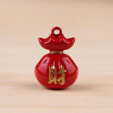 6pcs Red Cartoon Pet Copper Bells Love Heart Bag Money Key Ring