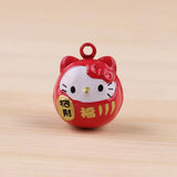 6pcs Red Cartoon Pet Copper Bells Love Heart Bag Money Key Ring