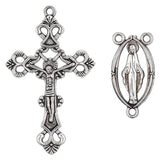 Alloy Antique Silver Crucifix Pendant and Rosary Center Sets for Jewelry Making
