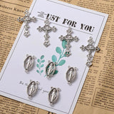 Alloy Antique Silver Crucifix Pendant and Rosary Center Sets for Jewelry Making