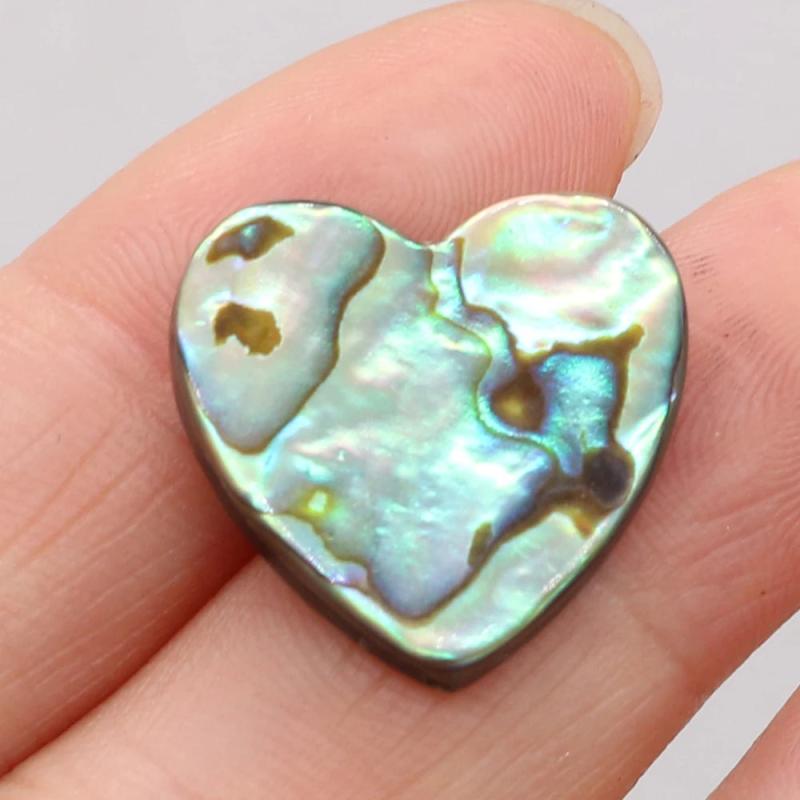 5pcs Abalone Shell Heart Beads Mother Of Pearl Loose Necklace Bracelet Making