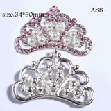 5Pcs Mixed Acrylic Rhinestone Crown Diy Buttons Bowknot Flower Embellishment